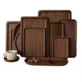 Solid Wood Tea Fruit Tray Serving Trays Custom Black Walnut Wooden Rolling Tray for Dinnerware Household Bardex Bard Plate