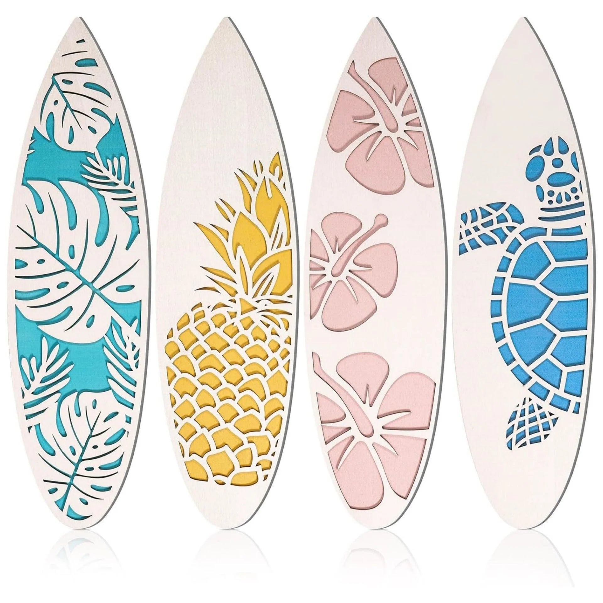 New Wooden Hanging Sign Summer Beach Decoration Surfboard Pineapple Hibiscus Flower Wall Hanging Elements Gift