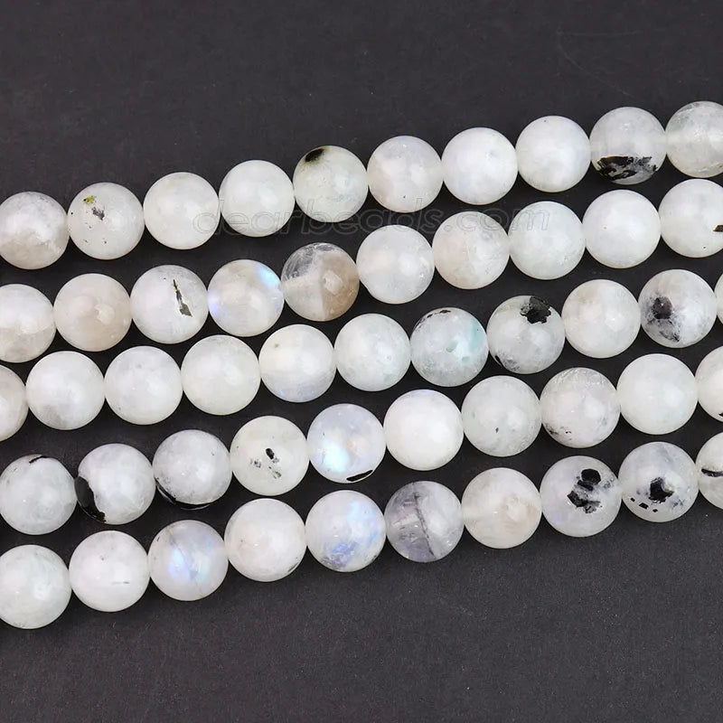 Natural rainbow Blue Flash Moonstone with Tourmaline Loose Gemstone Stone Bead Strand for Diy Jewelry Making 8mm 6mm 10mm