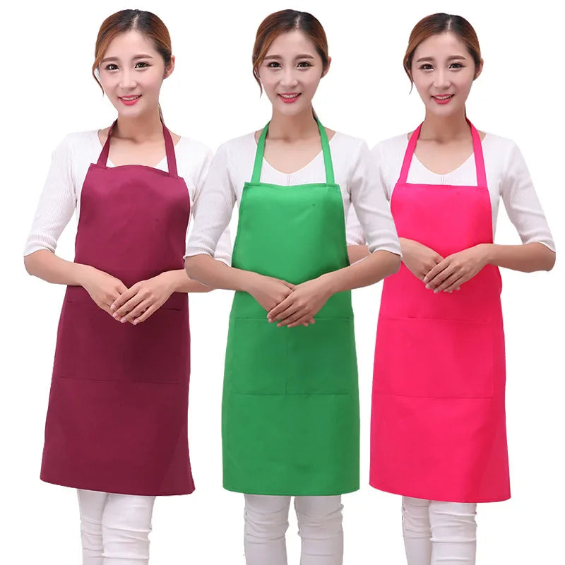 Multi-colors New Style Chef with 2 Roomy Pockets Washable Crafting BBQ Drawing Stain-resistant Polyester Kitchen Aprons