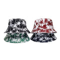 Outdoor Travel Sun Visor Beach Coconut Tree Leaf Printed Bucket Hat Reversible Fisherman Cap for Women Men