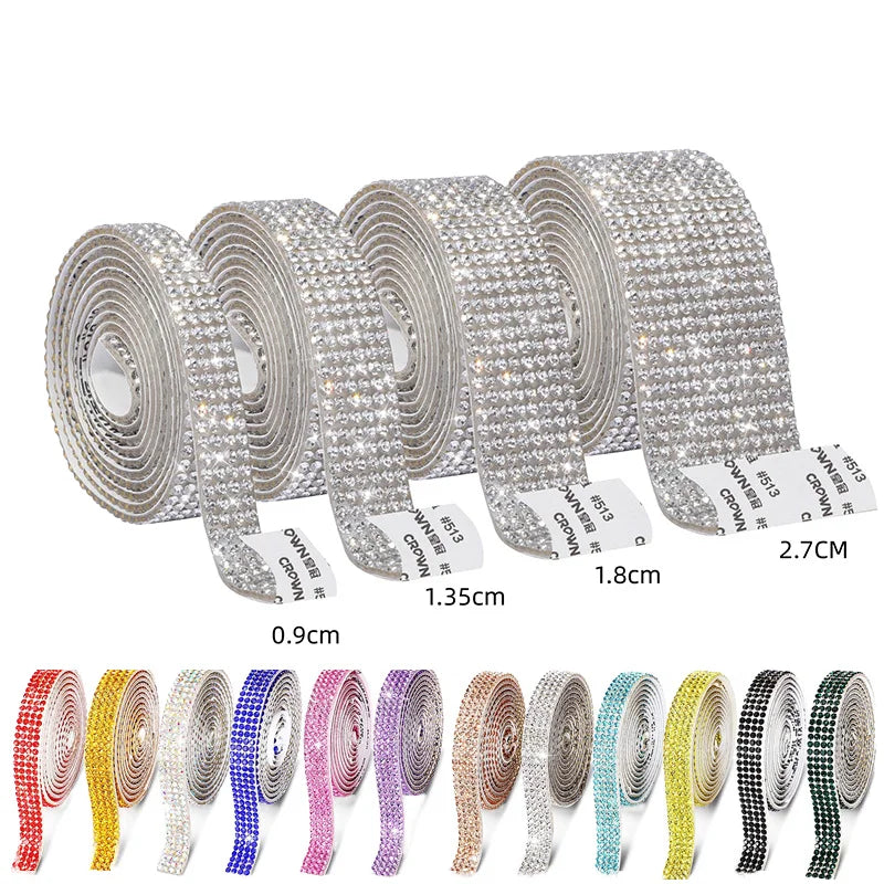 Bling Rhinestone Strip Tape Self Adhesive Crystal Rhinestones Ribbon Tape for DIY Gift/Clothing/Shoes/Bags