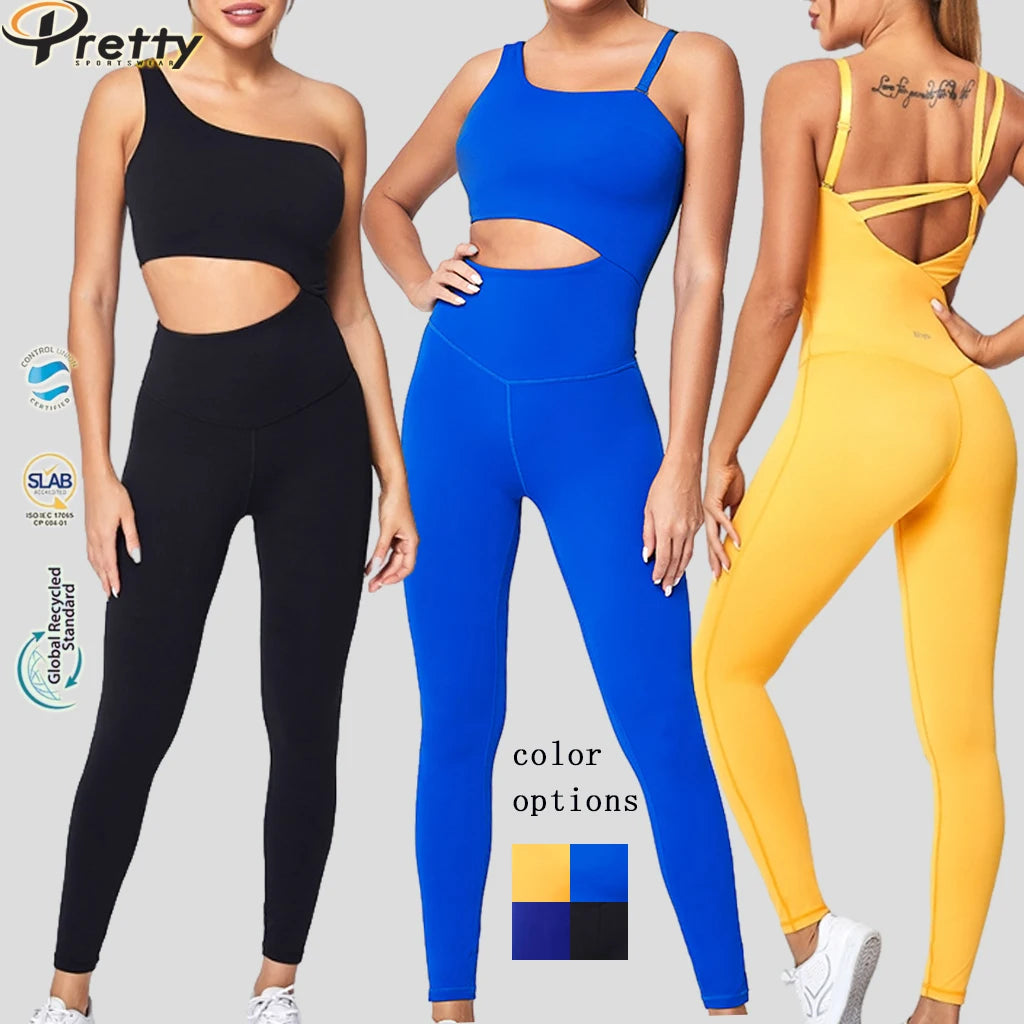 Yoga Jumpsuit Women Integrated Removable Shoulder Strap Jumpsuit Flatter the Buttock Quick-dry Workout Fitness Sportswear