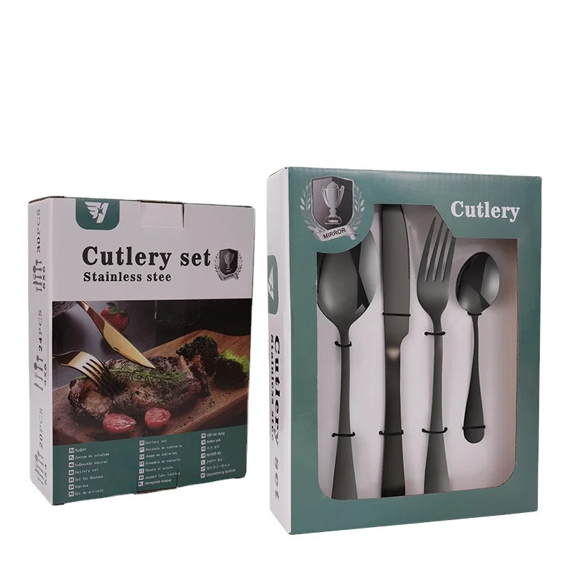 Hot Sale Modern 24pcs Stainless Steel Flatware Cutlery Set for Tea Schools Eco-Friendly Design with Gift Box