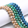 4-12mm Synthetic White/Green/Blue Turquoise Beads Dyed Turquoise Round Stone Beads with Golden Veins for Jewelry Making DIY