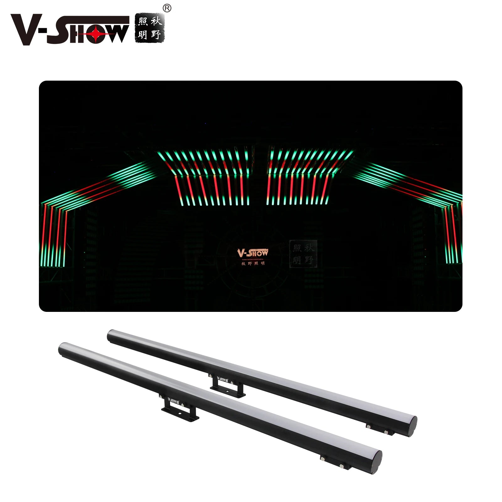 VSHOW PL4003 16pcs Light with Controller Led Pixel Light Decorative Tube 180 Degree Meteor Vertical Digital RGB LED Tube for DJ