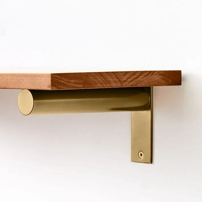 Light Luxury Gold Tube Shelf Bracket Wall Storage Rack Hanging Brass Shelf Metal Kitchen Bedroom Cast Connectors Shelf Supports