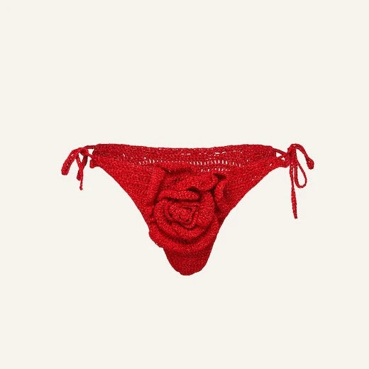 2024 Women Red Flower Crochet Bikinis Bathing Suit Crochet Bikini Set Swimwear Hand Crochet  Swimsuit