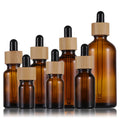 In Stock 5ml 10ml 15ml 20ml 30ml 50ml 100ml  Amber Glass Dropper Bottle With Bamboo Lid/dropper for Serum
