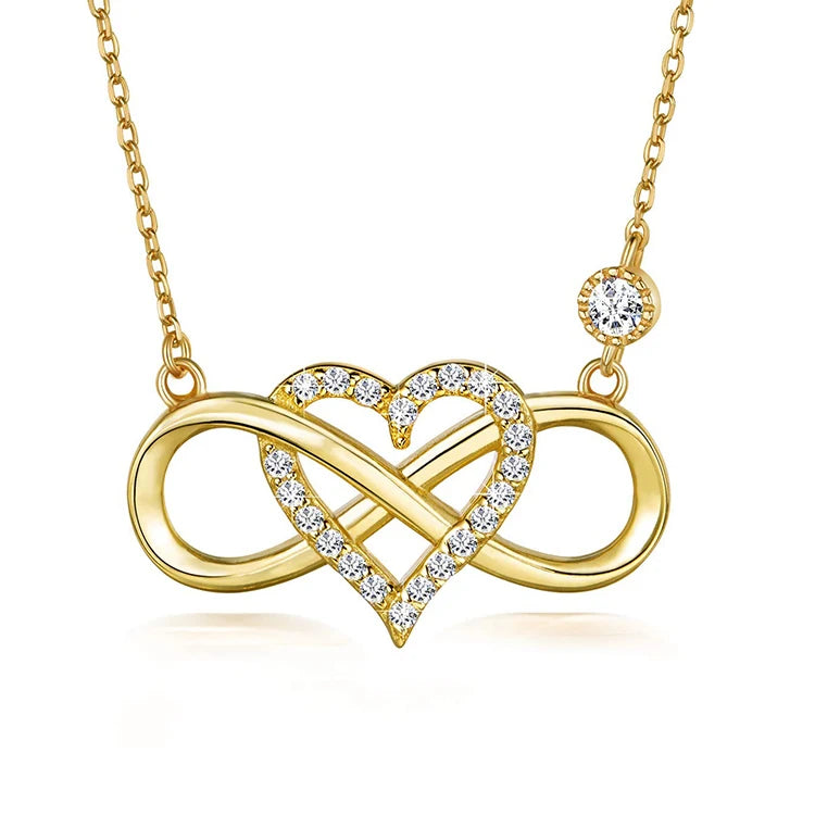 2021 Trendy Gold Plated Infinity Love Heart Pendant Necklace Zircon Stone for Bridesmaid Engagement Wedding or Party Gift