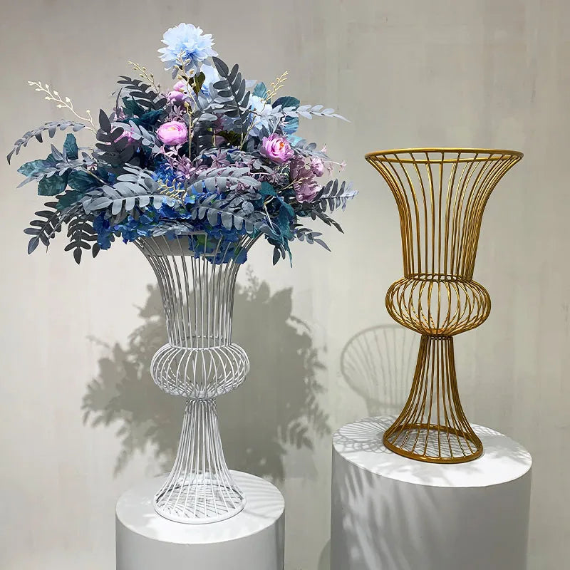 O-X4642 Wholesale Wedding Props Flower Road Lead Iron Flower Vase Stand Wedding Table Centerpieces Events in Stage Decoration