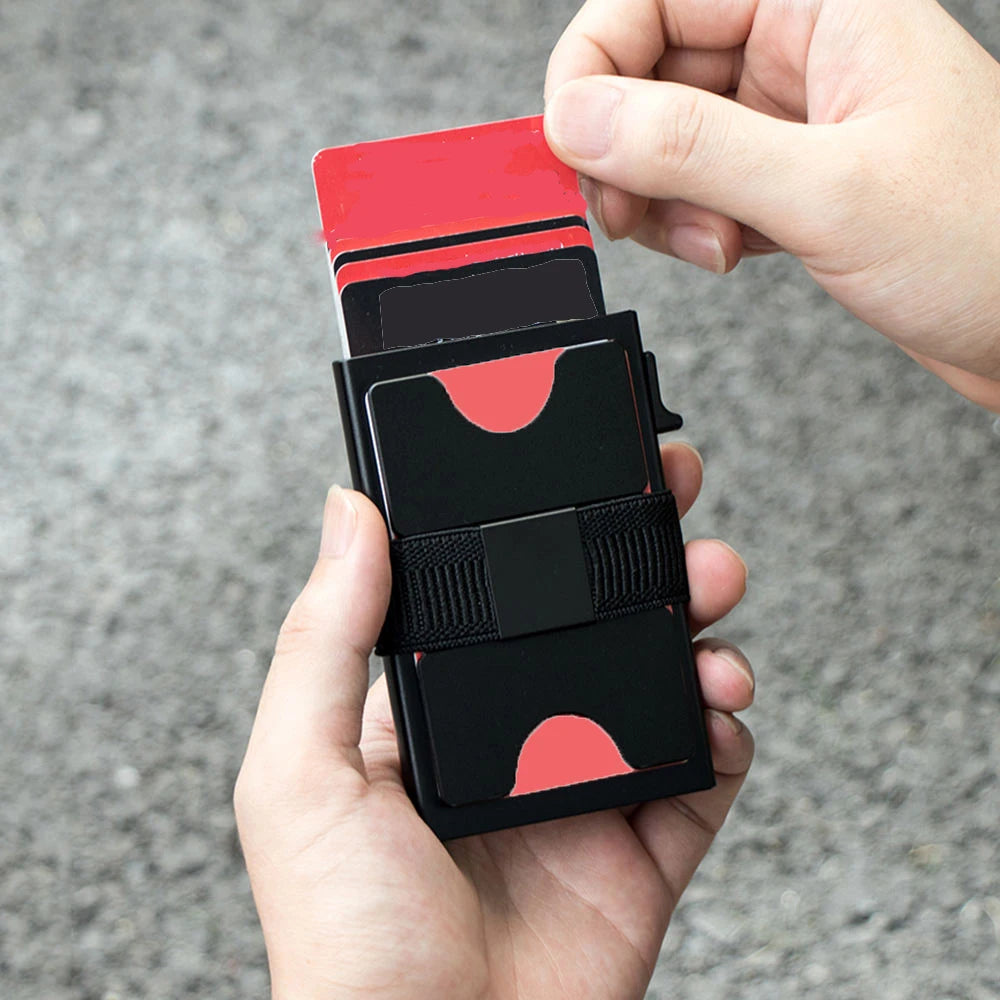 Best Selling Slim Aluminum Card Holder Wallet RFID Blocking Minimalist Metal Pop up Wallet for Men