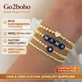 Go2Boho 4pcs/5pcs 18K Gold Plated Handmade Beaded Bracelet Unisex MAMA Letter Bohemian Heart Stackable Jewelry Anniversary