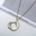 TongLing European Necklace Alloy Silver Custom Trendy Fashion Loop Ring Circular Pendant Necklace for Women