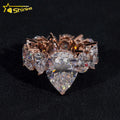 14K Soild Gold Ring Real Rose Gold Luxury Vintage Pear Cut Fully Eternity Moissanite Diamond Engagement Band Ring for Women
