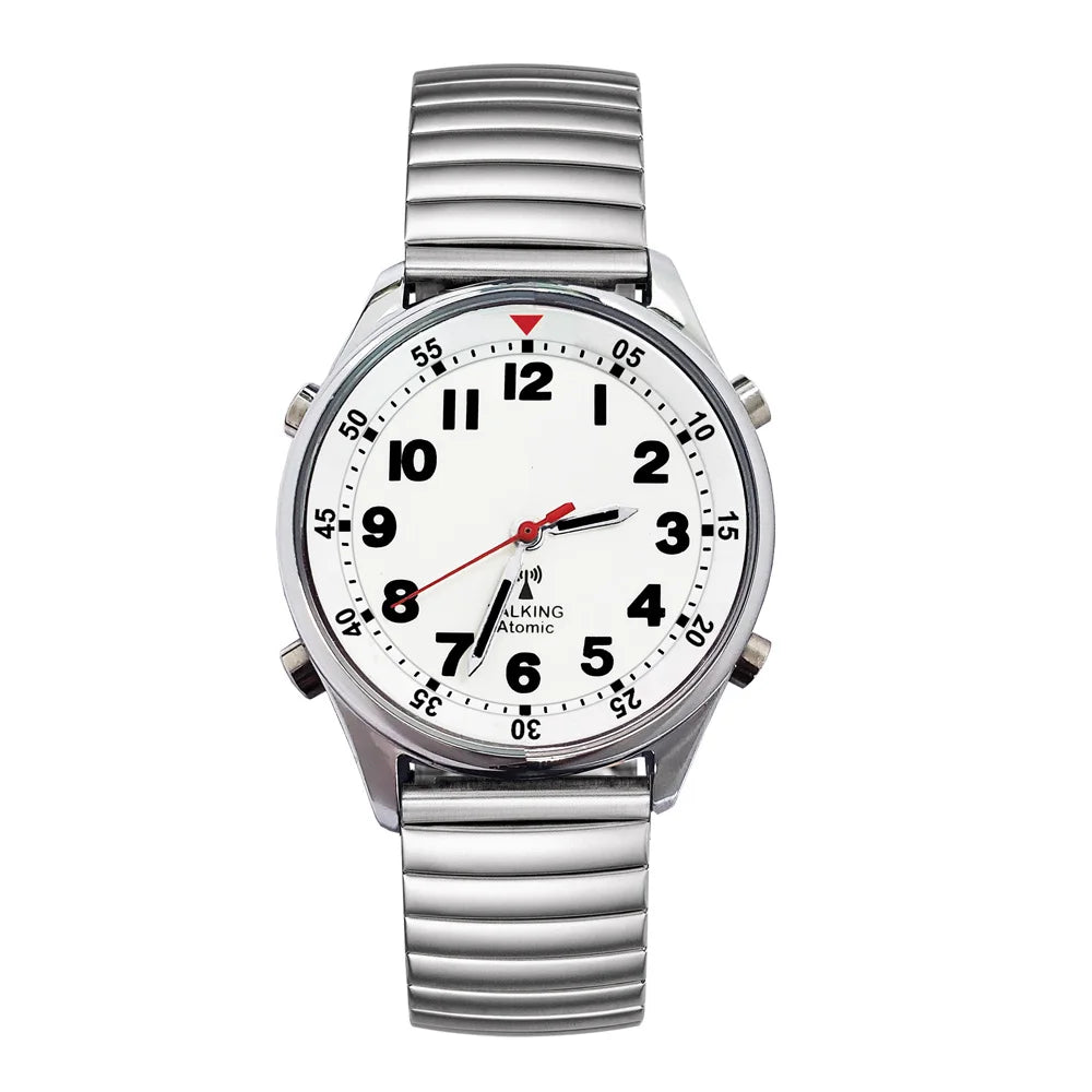 Oval Real Human Voice Atomic Talking Watch With Days Date Loud Alarm Watch for Visually Impaired and Blind People