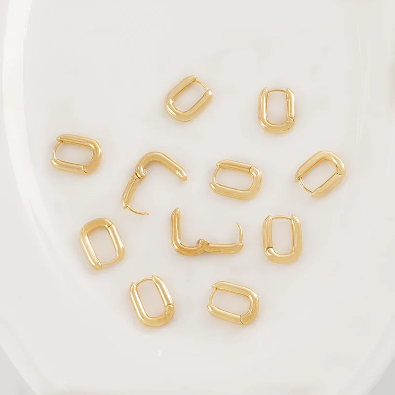 Ear Studs for Men 18K Gold Earings Brass Jewelry Wholesale Women Best-selling European Simple Style Earings