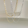 Elegant Gold and Silver Double Layer Chain 925 Sterling Silver Choker Layered Necklaces Women