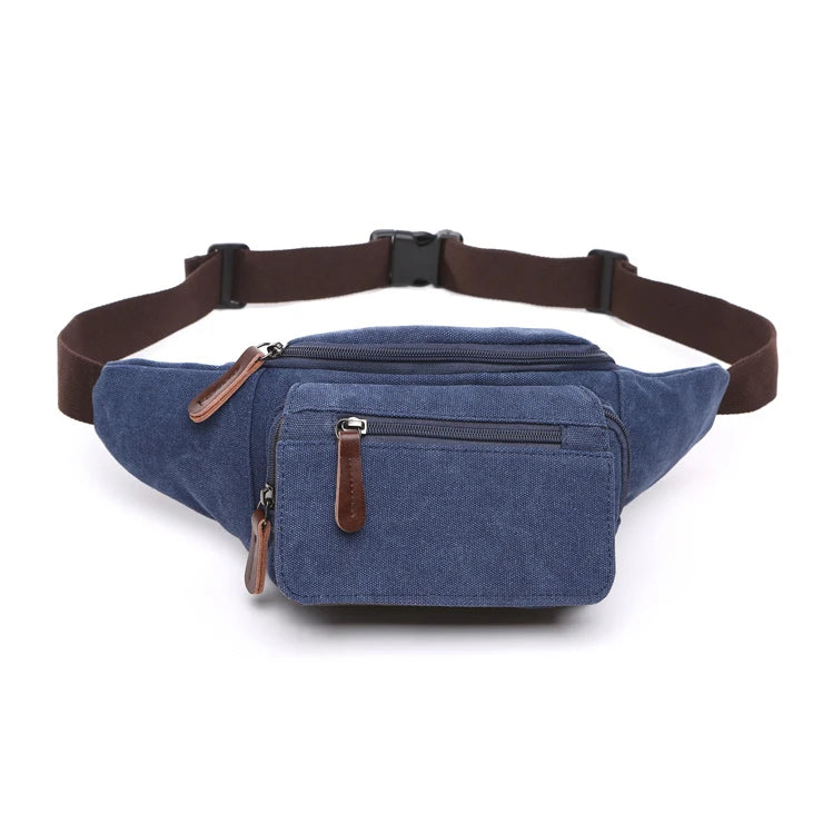Wholesale Custom Logo Large Capacity Vintage Style Running Gym Fanny Pack Waist Bags Waterproof Canvas Zipper for Outdoor Sports