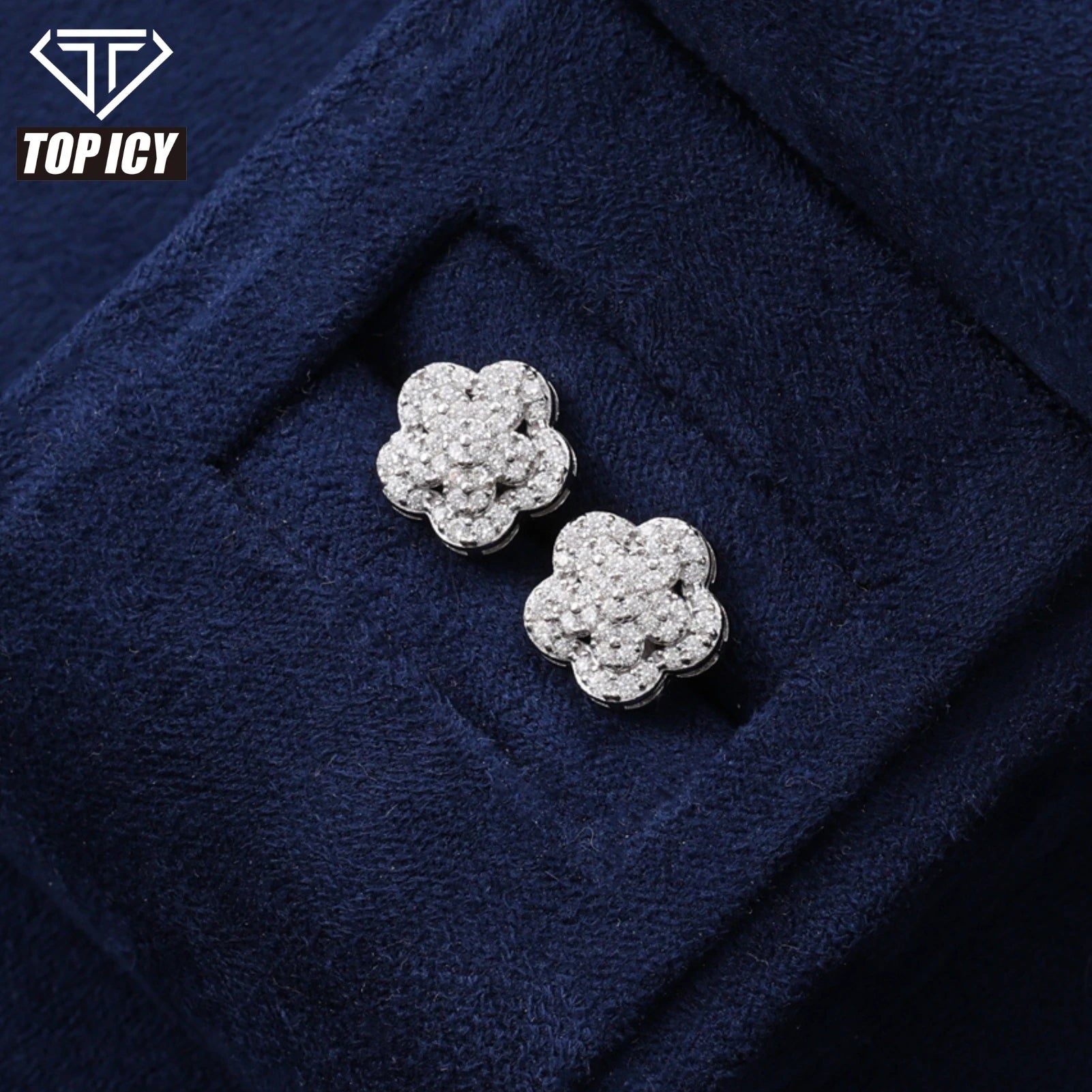 Exquisite Flower Jewelry VVS D Moissanite Earring Flower Sparkling Jewelry 925 Sterling Silver Stud Earrings for Gift