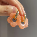 Ins Popular Fashion Jewelry Drop Earrings Resin Best Friend Colorful Trendy Gift Copper Texture Sweet Flower Anniversary Unisex