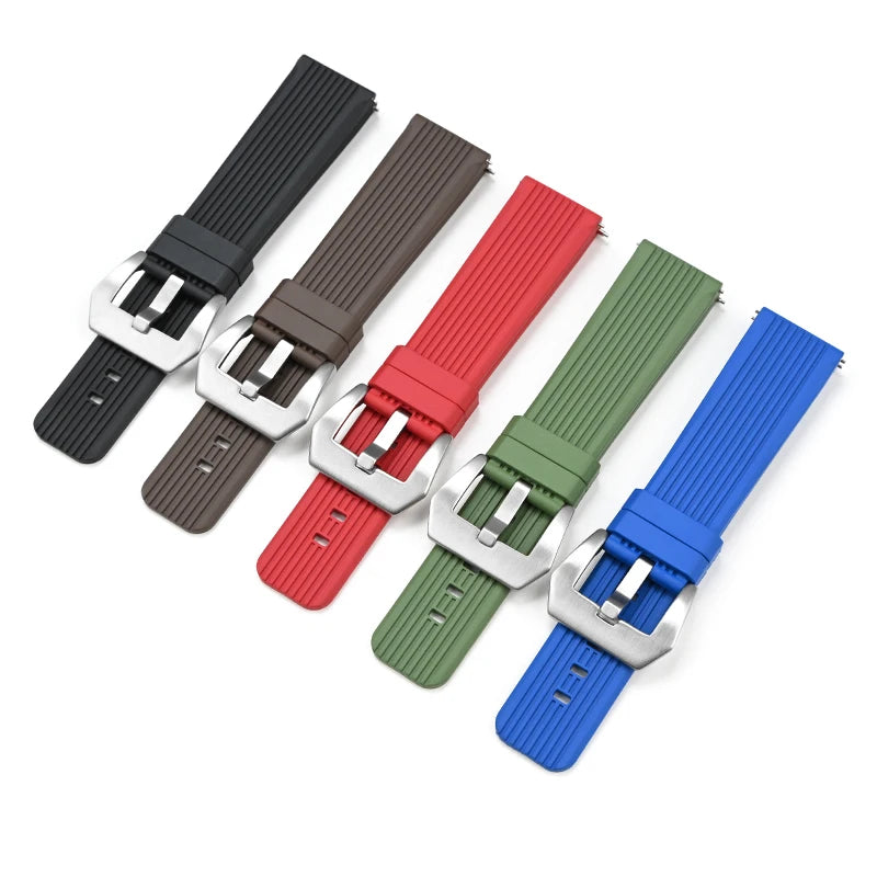 Fast Delivery Quick Release Fluororubber Watch Bands Waterproof Rubber Watch Strap 20mm 22mm 24mm FKM Rubber Watch Strap