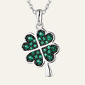Simple Design 925 Sterling Silver Green Zircon Crystal 4 Leaf Clover Rhodium and Black Gold Plated Necklace Jewelries