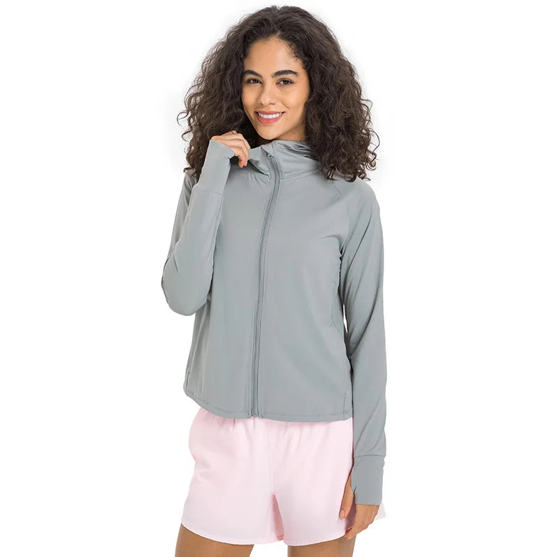 TOPKO Sunscreen Fitness Wear Breathable Long-sleeved Loose Zipper Jacket Women's Trench Coat Sport Tracksuits for Women