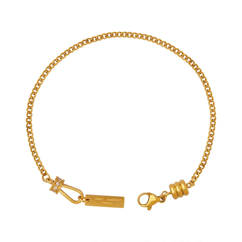 Hot Selling Fashion Chain Brand Letter Zircon Bracelet Stainless Steel Bracelet for Women