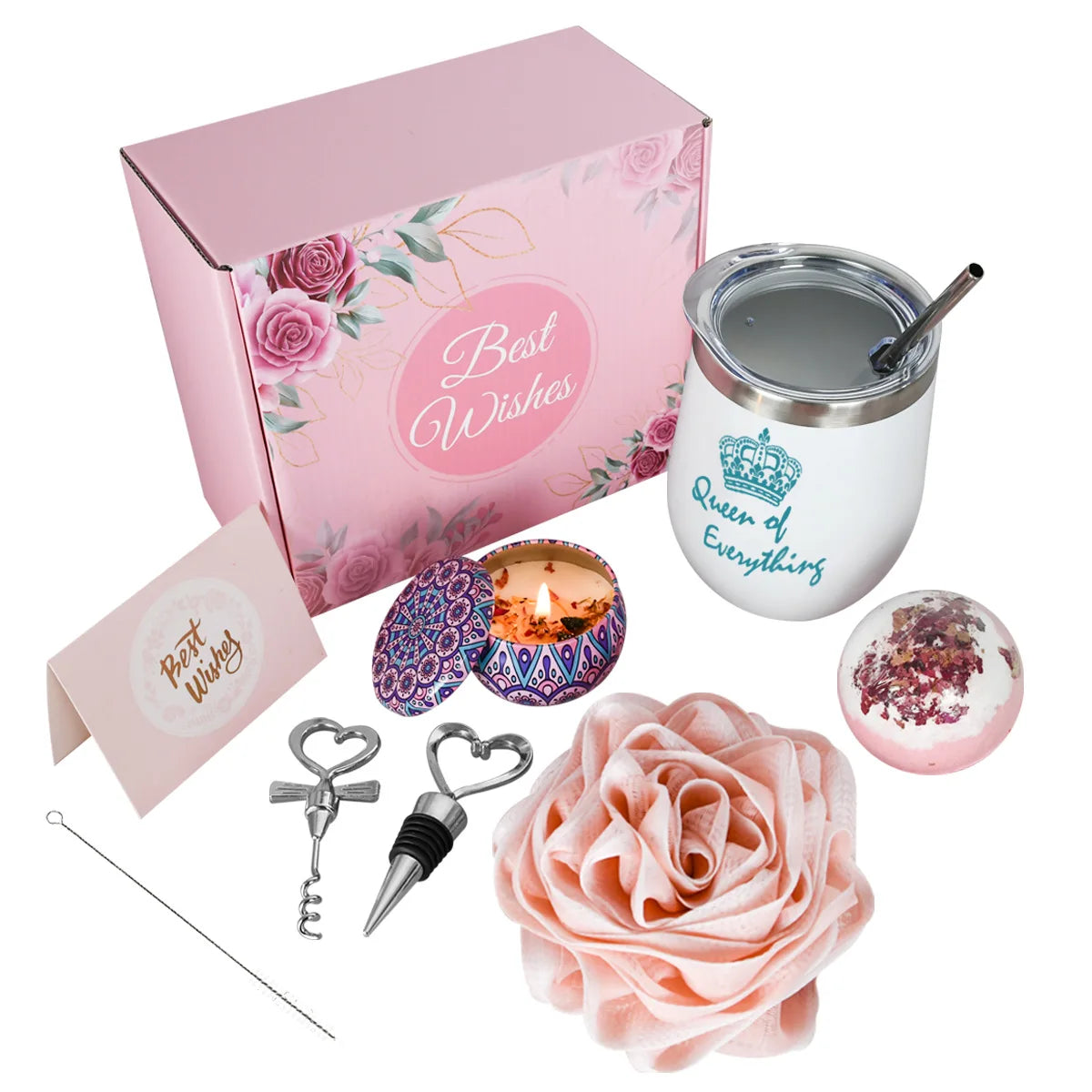 New Trendy 2026 Wholesale Custom Eggshell Shaped Cup Mug with Wine Opener Socks Candles Bath Salt and Bath Ball Gift Set