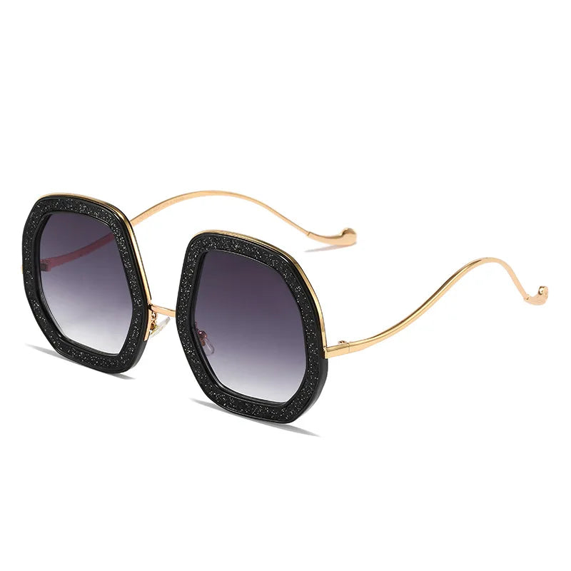 Luxury Women Big Oversized Sunglasses 2022 New Arrival Bling Sunglasses Trendy Metal Frame Personality Sunglasses