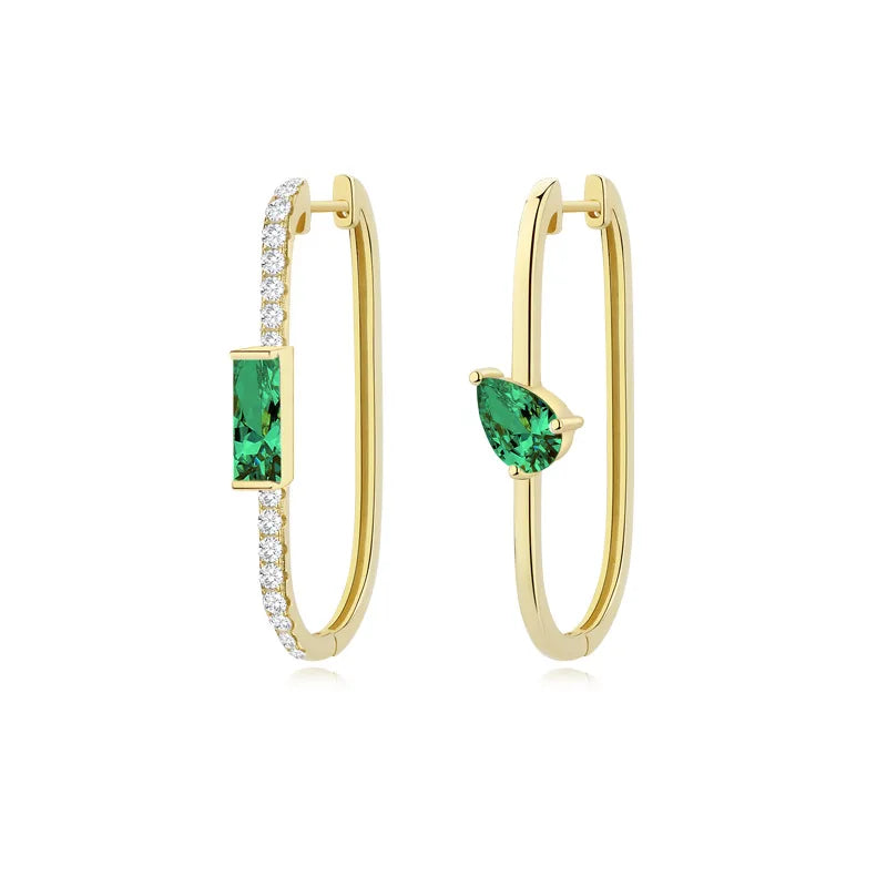 Laodun Fine Women Jewelry S925 Huggie Earrings Luxury Elegant Geometric Personalized CZ Sterling Silver Earrings Vermeil