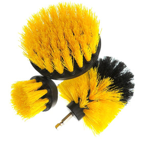 3pcs Yellow Cleaning Brushes Car Wash Brushes Set Drill Attachment Brush Kit for Grout Tiles Bathtub Bathroom Kitchen Clean