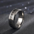 8mm Width  Band Stylish Music Musician Gift Silver Piano Key Ring Men Stainless Steel Jewelry for Men