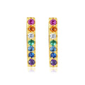 CZCITY Korean Style Rainbow Stud Earrings Small Cute Multi Color CZ Bar Earrings for Girls