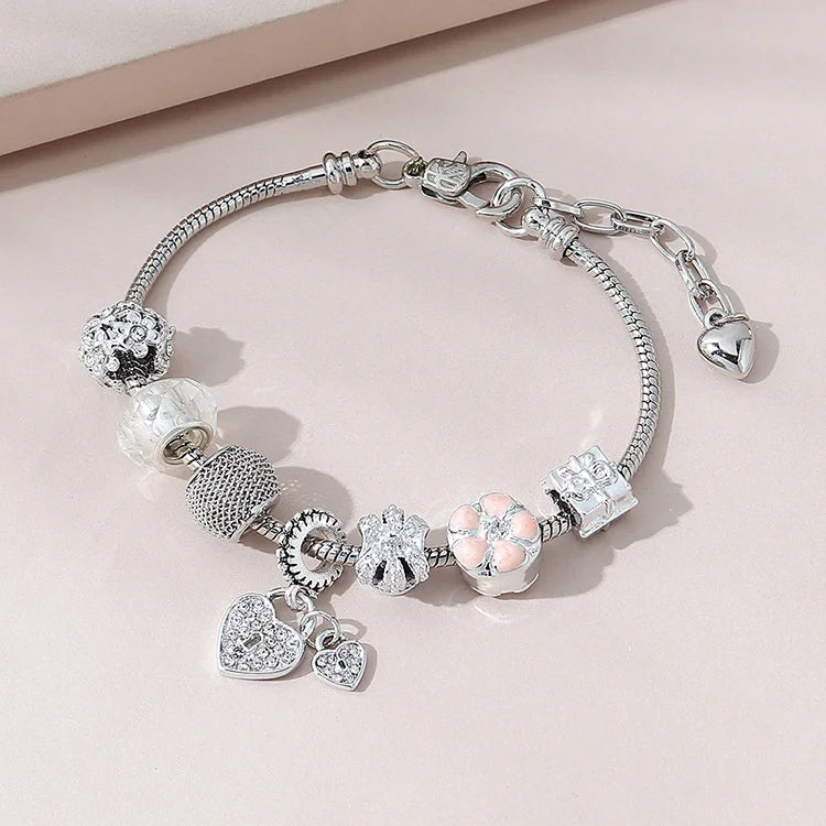 Hot Selling Fashion Jewelry Personalized Hollowed Out Charm Diy Heart Bracelets Flower Bracelets