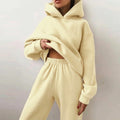 Custom logo Oversize  Hoodie Set Women Wholesale Cotton Fleece Two Piece Hoodie and Sweatpants Set for Women