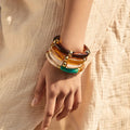 Meetyoo Wholesale Geometric Resin Bracelet Fashionable Acrylic Bracelet with Retro Design Marble Pattern Dyed Curved Bracelet