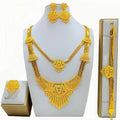 African Bridal Luxury Jewelry Wedding Dinner Party  Accessories Saudi Arabia Flower Plant Leaf Design Necklace Jewelry Set