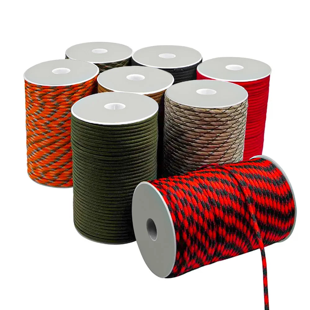 Durable 325lb Polyester Nylon Cords Braided Tent Rope for Camping Packaged Braided Parachute Ropes