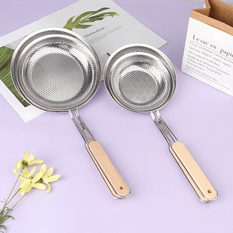 Handheld Tea Strainer Mesh Flour Sieve Colander Screen Mesh Flour Oil Strainer Stainless Steel Kitchen Tools