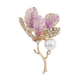 MT012342 Hot Sale Fashion Enamel Flower Brooch Women Rhinestones Leaf Brooch Jewelry