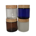 Empty 100G Glass Cream Jar Clear Frosted Blue Amber Face Cream Jar Packaging Not Real Wood Lid Mudpack Cosmetic Cream Container