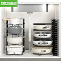 5-Tier Pot and Pan Organizer Rack for Cabinet Premium Heavy Duty Black Powder Coated With Vertical and Horizontal Use Design