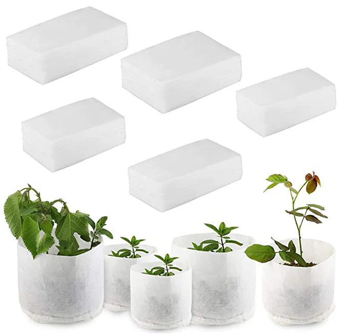 Hot 100 Pcs Biodegradable Non-Woven Nursery Bags Vegetable Seed Starter Bags Container Plants Pouch Transplant Pots Grow Pouch