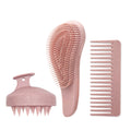Wholesale Custom 3pcs Wheat Straw Hairbrush Matt Detangler Scalp Massager Shampoo Brush Wide Tooth Comb Sets Wet Dry Hair Brush