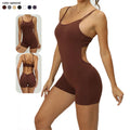 Quick Dry Stretchy Compression Yoga Bodysuit for Women Short Length Scrunch Sports Jumpsuit