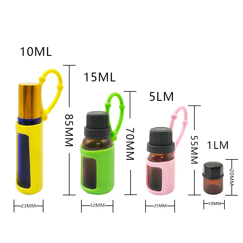 Safety Colorful Portable Silicone Case/Cover/Holder for 1ml 5ml 10ml 15ml Glass Roll on Ball Perfume Essential Oil Bottle