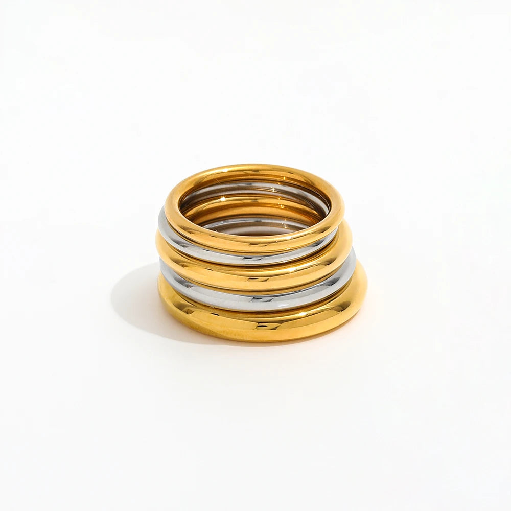 Fenny 18K Gold Plated Wholesale Minimalist Shiny Smooth Fold Wear Stainless Steel Index Finger Ring Trendy for Women