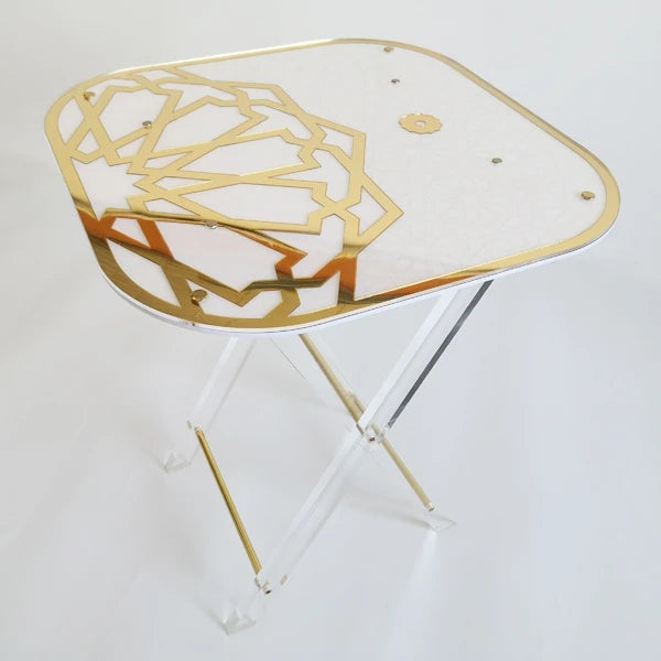 Acrylic Folding Side Table with Gold Mirror Home Furniture Elegant Acrylic Table